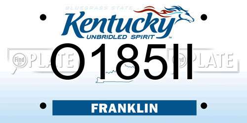 O185II Kentucky License Plate