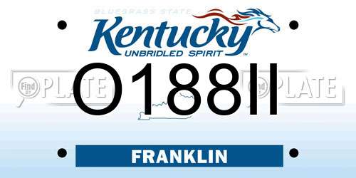 O188II Kentucky License Plate