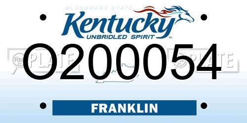O200054 Kentucky License Plate