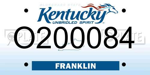 O200084 Kentucky License Plate