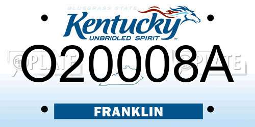 O20008A Kentucky License Plate