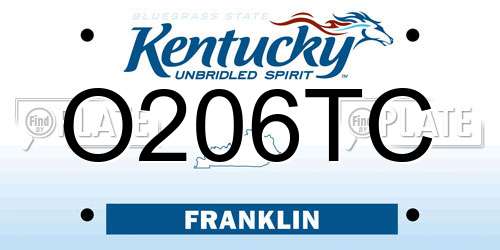 O206TC Kentucky License Plate