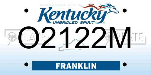 O2122M Kentucky License Plate