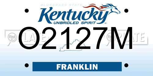 O2127M Kentucky License Plate