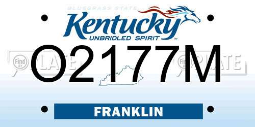 O2177M Kentucky License Plate