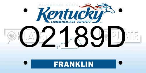 O2189D Kentucky License Plate