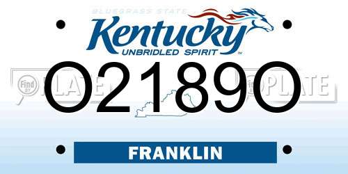O2189O Kentucky License Plate