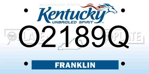 O2189Q Kentucky License Plate