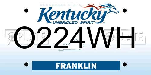O224WH Kentucky License Plate