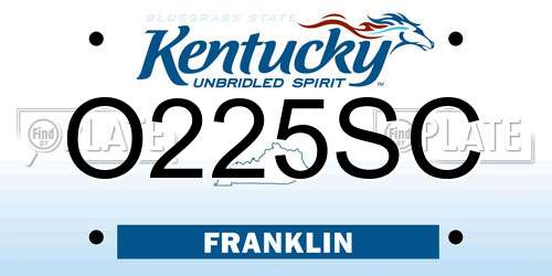 O225SC Kentucky License Plate