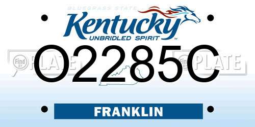 O2285C Kentucky License Plate