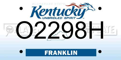 O2298H Kentucky License Plate
