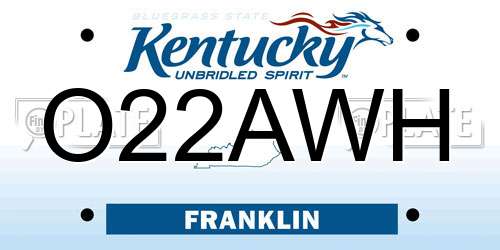 O22AWH Kentucky License Plate