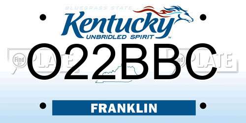 O22BBC Kentucky License Plate