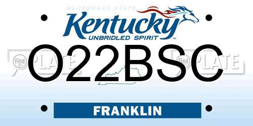 O22BSC Kentucky License Plate