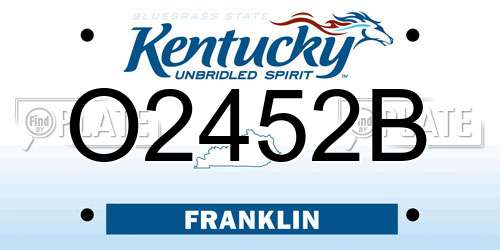 O2452B Kentucky License Plate
