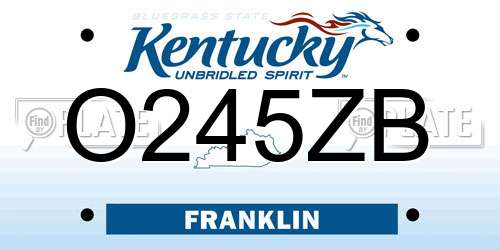 O245ZB Kentucky License Plate