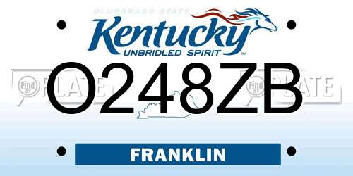 O248ZB Kentucky License Plate