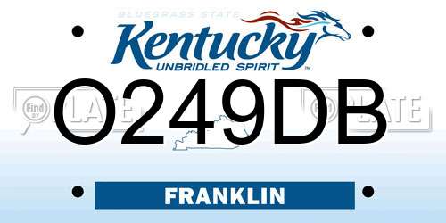 O249DB Kentucky License Plate