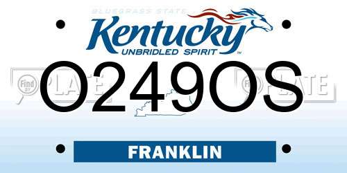 O249OS Kentucky License Plate