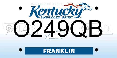 O249QB Kentucky License Plate