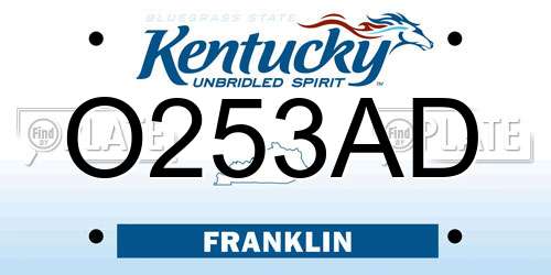 O253AD Kentucky License Plate