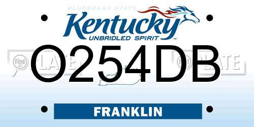 O254DB Kentucky License Plate