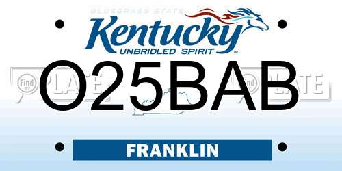 O25BAB Kentucky License Plate