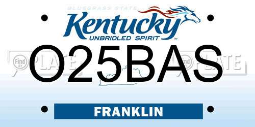 O25BAS Kentucky License Plate