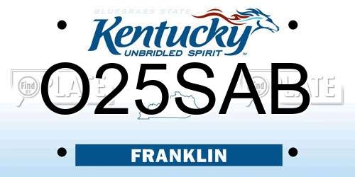 O25SAB Kentucky License Plate