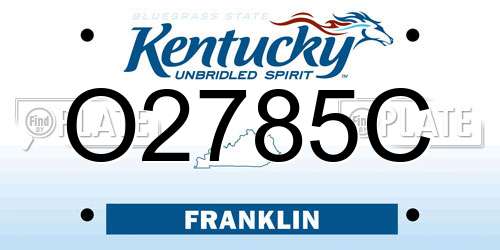 O2785C Kentucky License Plate