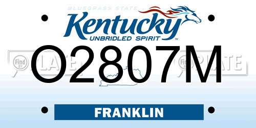 O2807M Kentucky License Plate