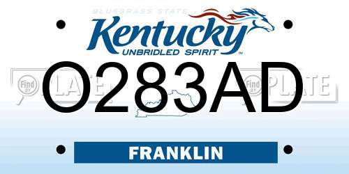 O283AD Kentucky License Plate