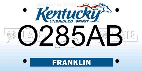 O285AB Kentucky License Plate