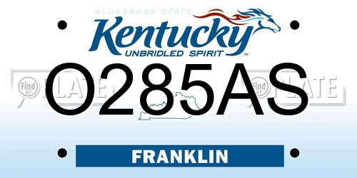 O285AS Kentucky License Plate