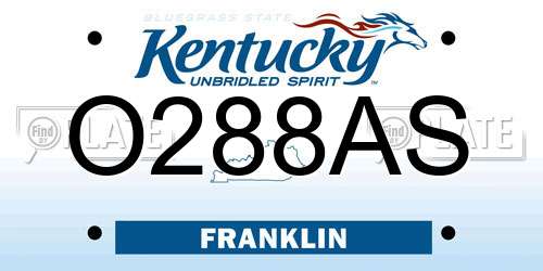 O288AS Kentucky License Plate