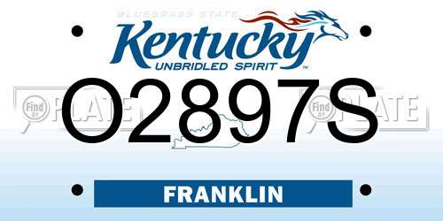 O2897S Kentucky License Plate