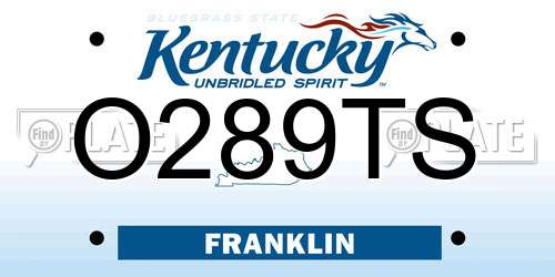 O289TS Kentucky License Plate