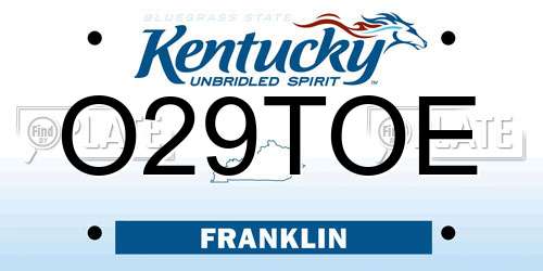 O29TOE Kentucky License Plate
