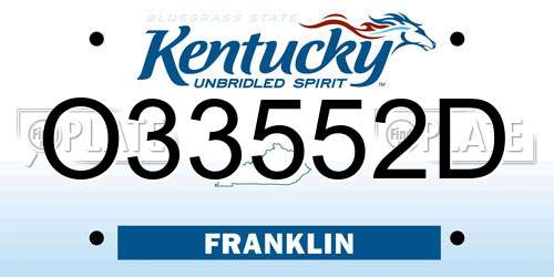 O33552D Kentucky License Plate