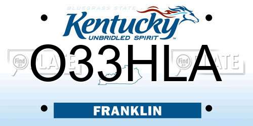 O33HLA Kentucky License Plate