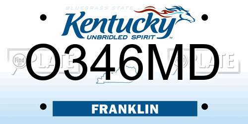 O346MD Kentucky License Plate