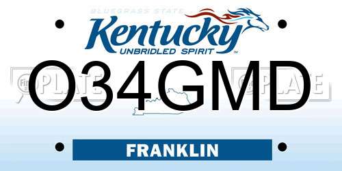 O34GMD Kentucky License Plate