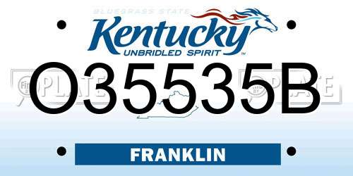 O35535B Kentucky License Plate