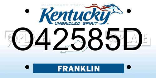 O42585D Kentucky License Plate