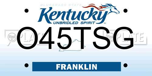 O45TSG Kentucky License Plate