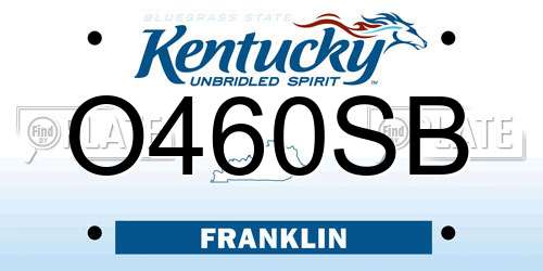 O460SB Kentucky License Plate