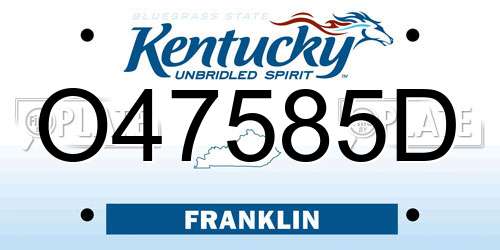 O47585D Kentucky License Plate