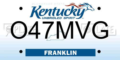 O47MVG Kentucky License Plate