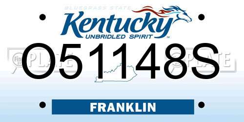O51148S Kentucky License Plate